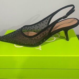 Sam Edelman BIANKA BLACK MESH SLINGBACK HEEL | 9|